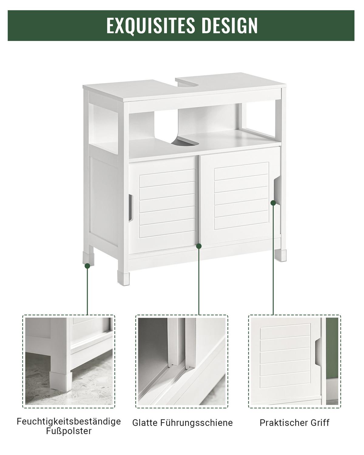 WASCHBECKENUNTERSCHRANK Weiß - Weiß, Holzwerkstoff (60/60/31cm) - SoBuy