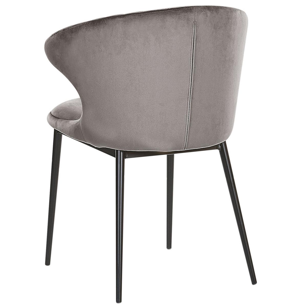 ESSZIMMERSTUHL 2er-Set Samtstoff Grau Augusta - Grau, Textil/Metall (59/81/50cm) - Beliani