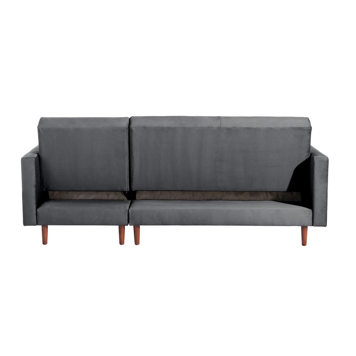 FUNKTIONSSOFA mit Hocker Katunia Samtvelours graphit - Graphitfarben, Kunststoff (222/92/144cm) - 58aufmkessel