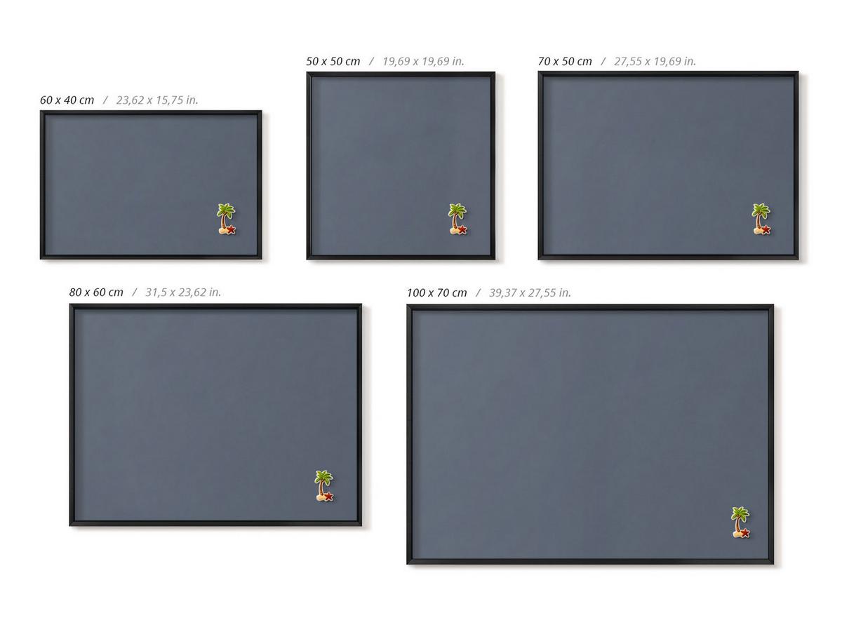 MAGNETTAFEL 60x40 cm Schwarzer Rahmen Kühles Grau - Schieferfarben, Metall (60/50/0.4cm) - TULUP