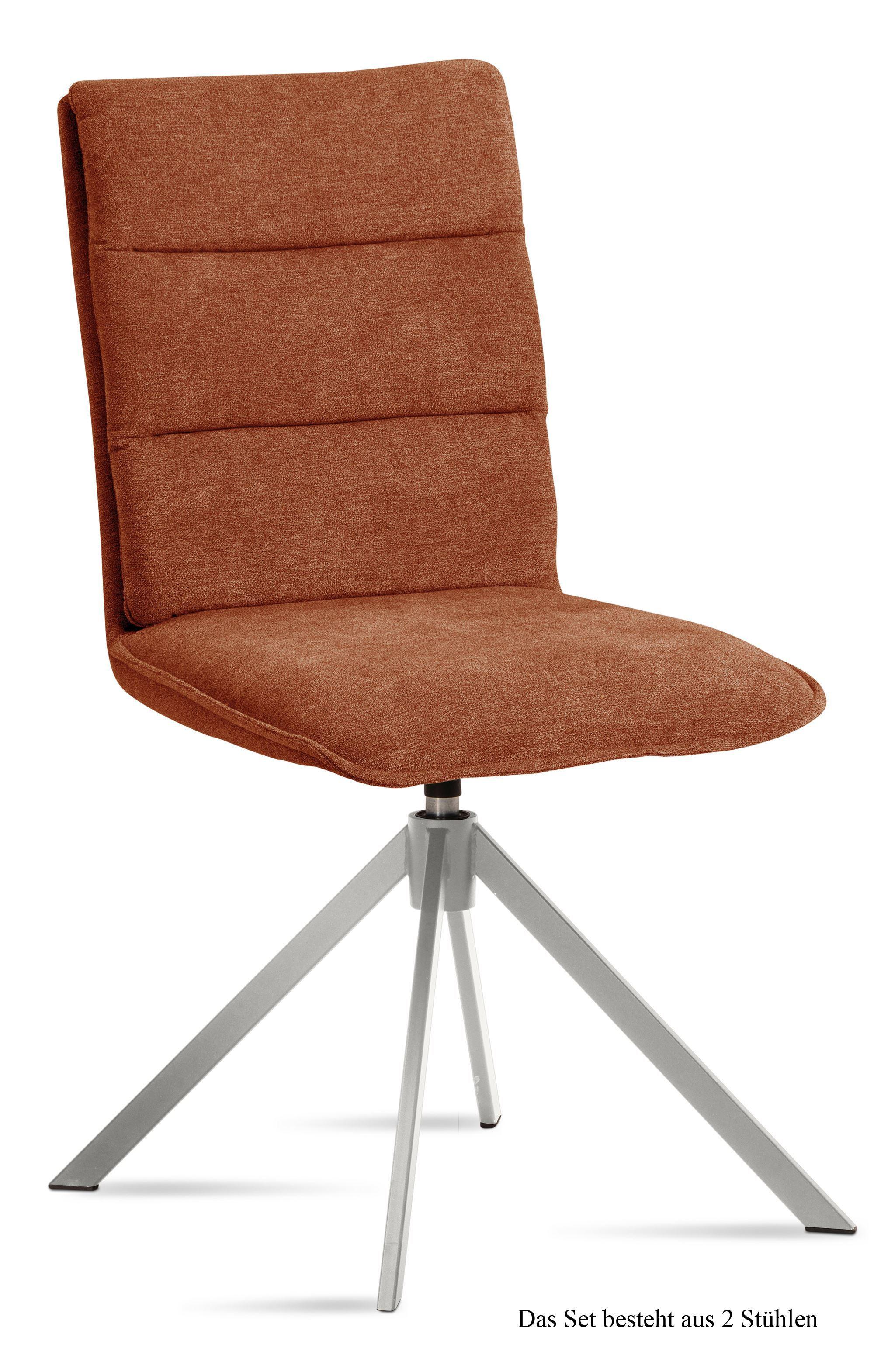 ESSZIMMERSTUHL drehbar (2er-Set) Dulcie 47x92x60 Edelstahl/Cognac - Edelstahlfarben/Cognac, Kunststoff (60/92/47cm) - 58aufmkessel