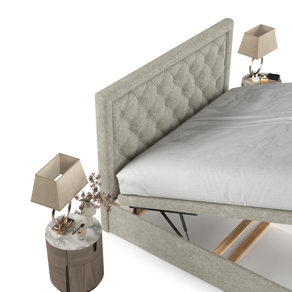 POLSTERBETT Nicobar mit Stauraum 160/200 cm Beige im Alta Stoff - Beige/Schwarz, Holz/Holzwerkstoff (160/200cm) - AltaBeds