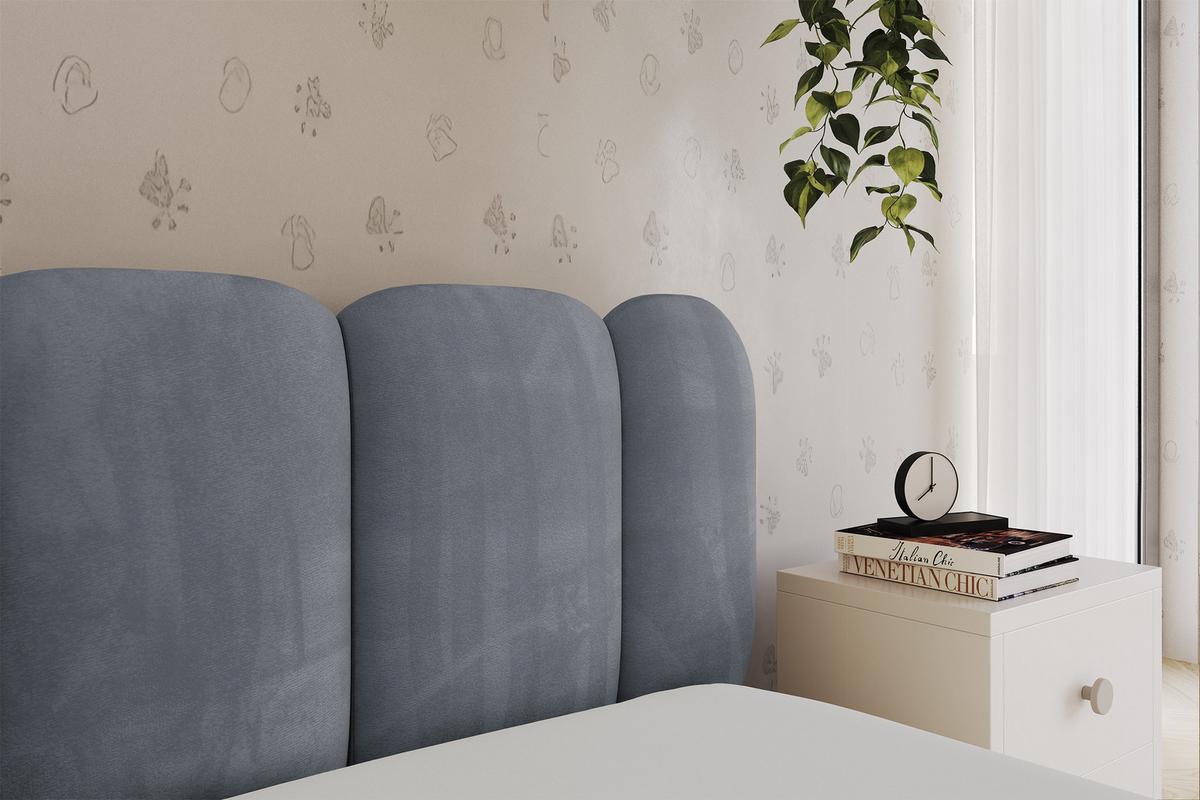 EINZELLBETT Jugendbett mit Bettkasten, Links - AVRY 80x200 Grau - Grau, Holzwerkstoff/Textil (80/200cm) - ALTDECOR