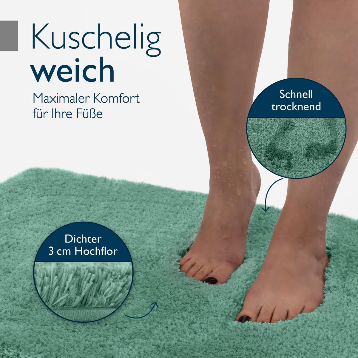 VORLEGER MATTE BeauMare FL 70/120cm Mintgrün - Mintgrün, Textil (70/120cm) - Beautissu 