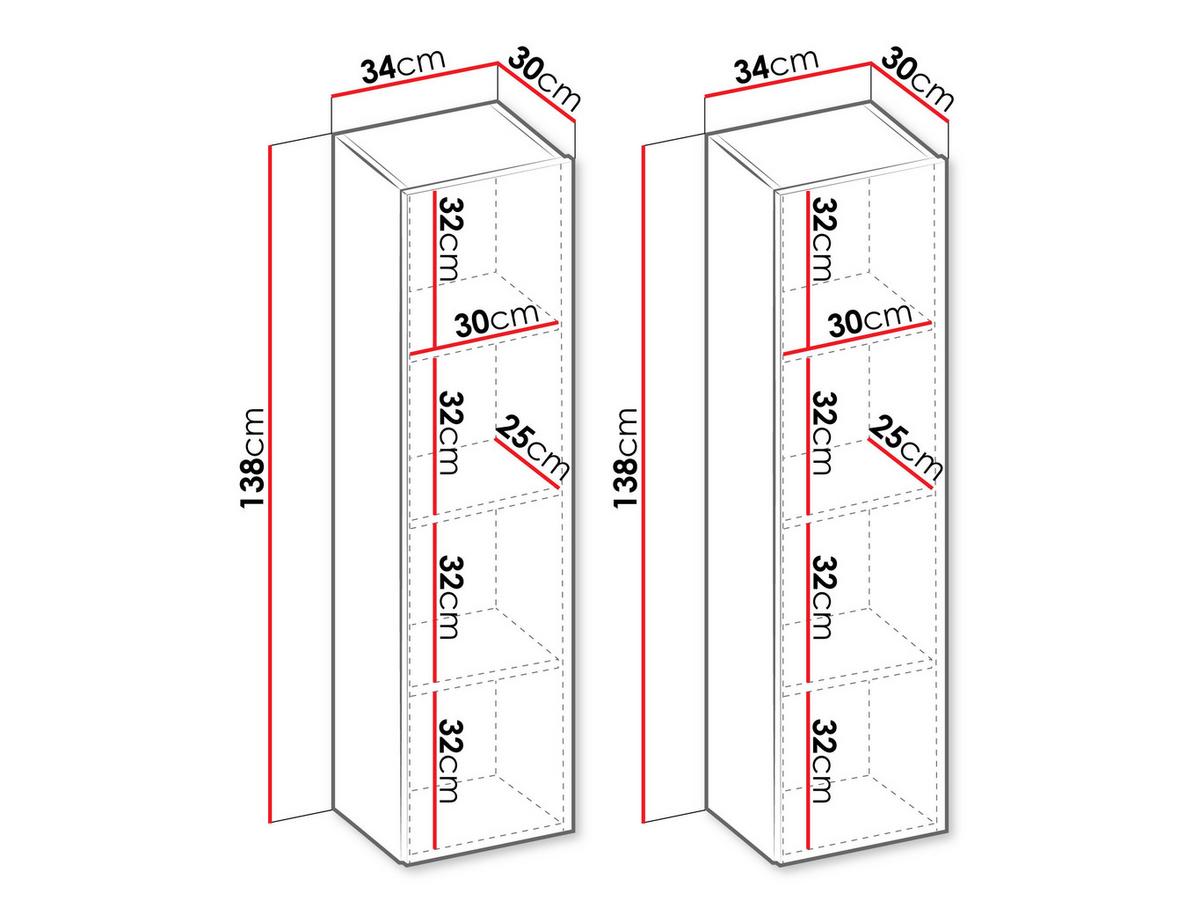HÄNGESCHRANK-SET Sigma 1D SG11 (2 Stück) - Eichefarben, Holzwerkstoff (34/138/30cm) - MIRJAN24