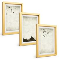 BILDER SET 3er Set - 20x30 cm Goldrahmen - Fliegende Vögel Minimalismus - Goldfarben, Kunststoff (20/30cm) - TULUP