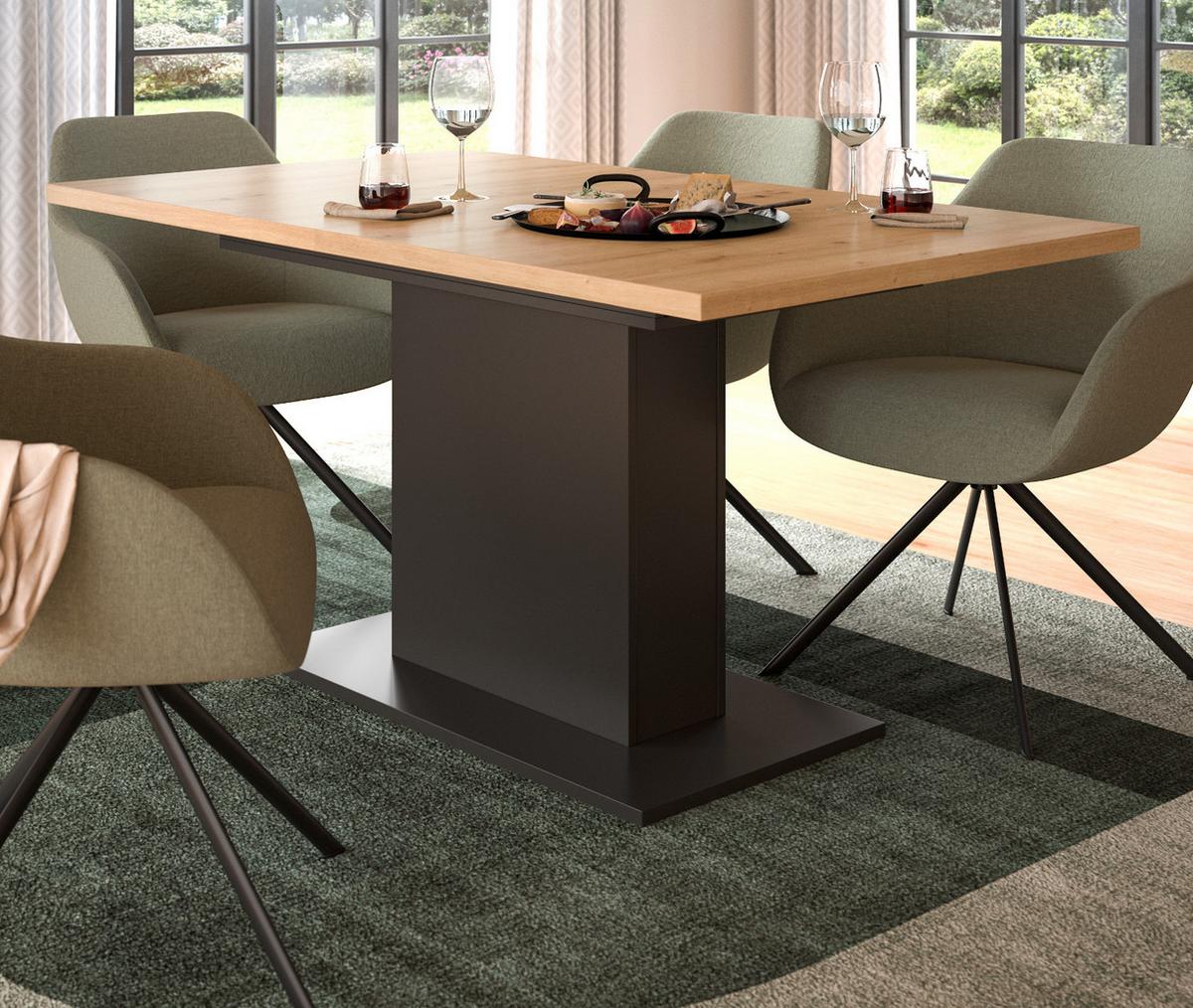 ESSTISCH grau, Eiche Artisan Küchentisch ausziehbar 150 - 190 cm - Eiche Artisan/Grau, Holzwerkstoff/Metall (150/90/76cm) - Inn.Furn