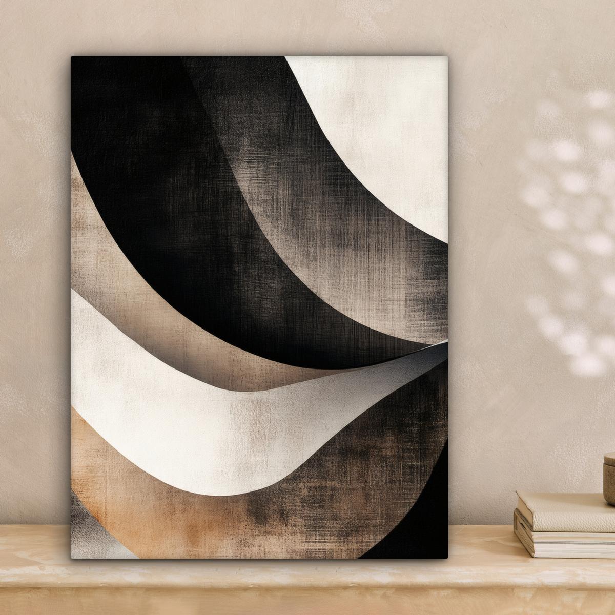 LEINWANDBILD Abstrakt - Wellen - Schwarz - Verwittert Room Decor 30x40 cm - Trüffeleichefarben, Textil (30/40cm) - MuchoWow