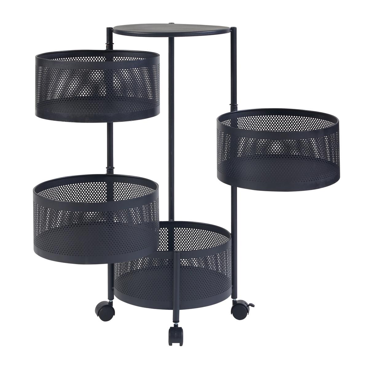 ROLLWAGEN Steigen - Schwarz, Metall (33/74.5/33cm) - [en.casa]