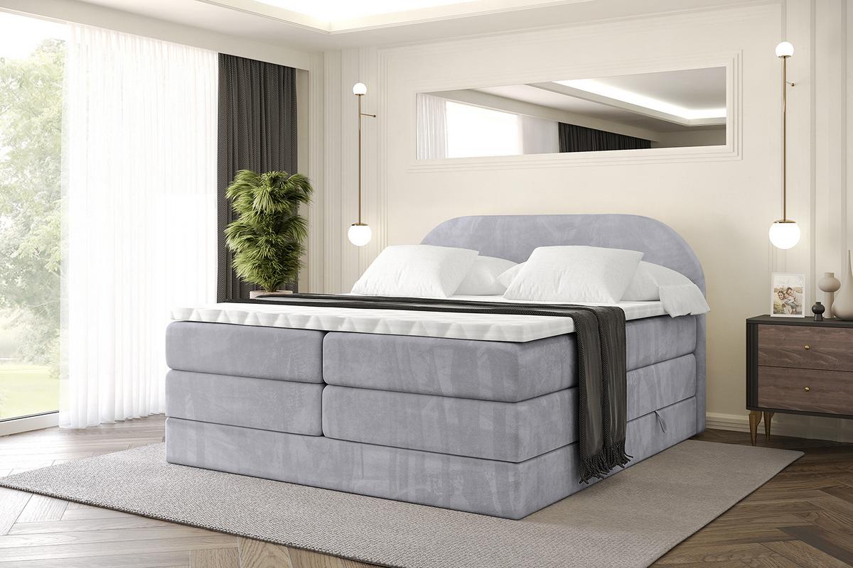 BOXSPRINGBETT mit Matratze und Lattenrost - NOX KING-120x200 - Grau Monolith - Grau, Holzwerkstoff (120/200cm) - ALTDECOR