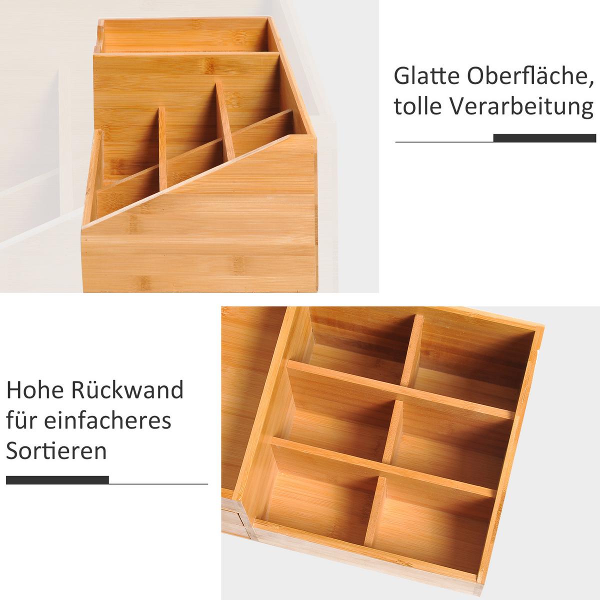 SCHREIBTISCHORGANIZER - Naturfarben, Holz (20.5/33/15.5cm) - HOMCOM