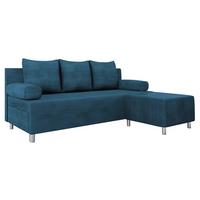 SCHLAFSOFA Dover Cord mit Polsterhocker - Blau/Chromfarben, Holz/Kunststoff (192/80cm) - MIRJAN24