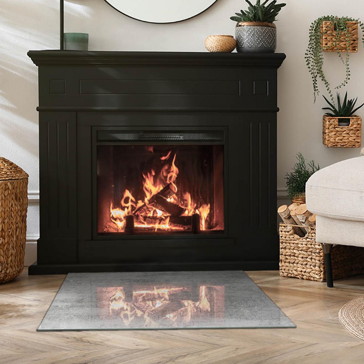 GLASPLATTE für Kamin 80x60 cm - Grau, Glas (80/60/0.4cm) - TULUP