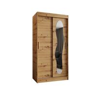 SCHIEBETÜRENSCHRANK mit Spiegel ULTRA 200/100/62 2-türig - Silberfarben/Eiche Artisan, Holz (100/200/62cm) - MÖBEL KRYSPOL