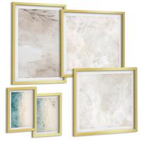 BILDER SET 5er Set - 50x50 cm & 20x30 cm & 40x60 cm Goldrahmen - Aquarellmalerei-Textur - Goldfarben, Kunststoff (40/60cm) - TULUP