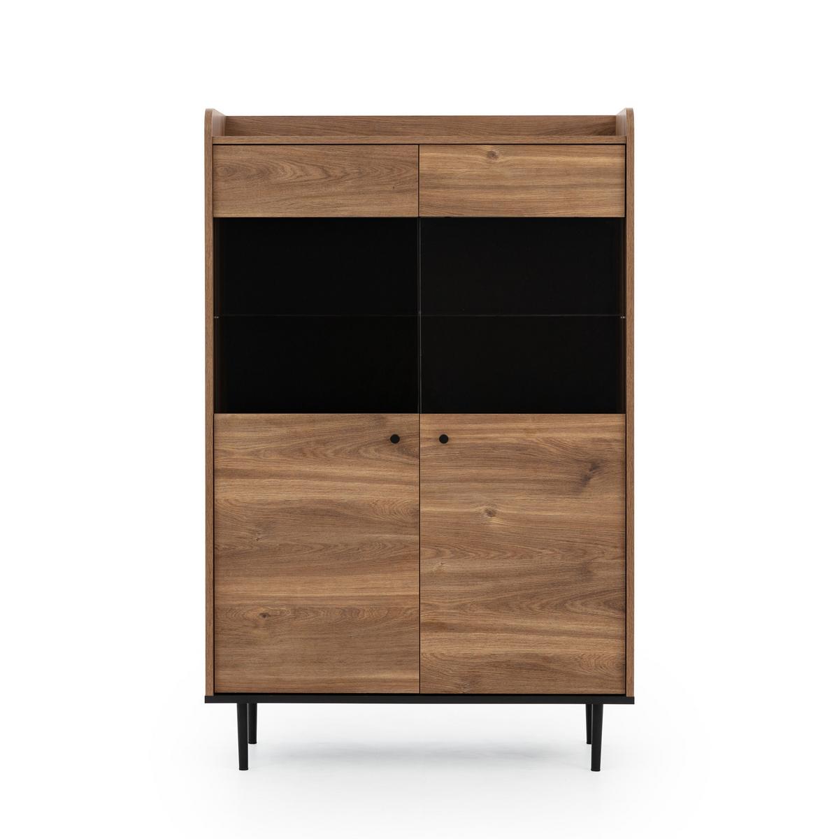 VITRINE Vasilia mit 2 Türen 90 cm, Brandy Castello - Eichefarben, Holzwerkstoff (90/160/40cm) - Beautysofa