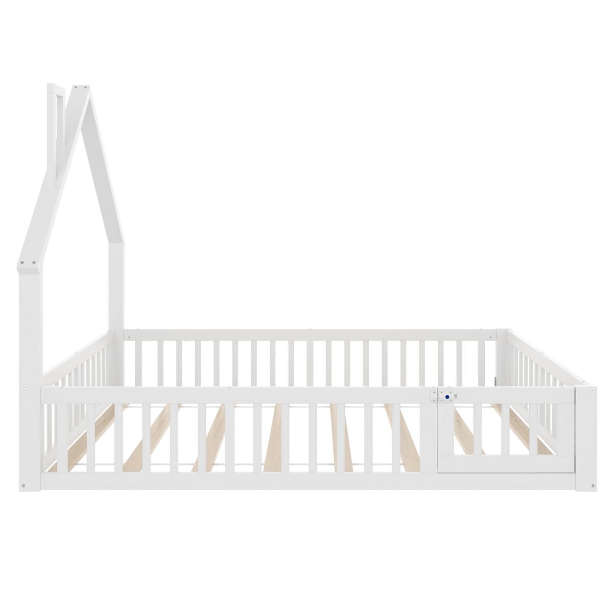 KINDERBETT kiefernholz hausdesign 140x190cm mit lattenrost - Weiß, Holz (140/190cm) - Urban Meuble