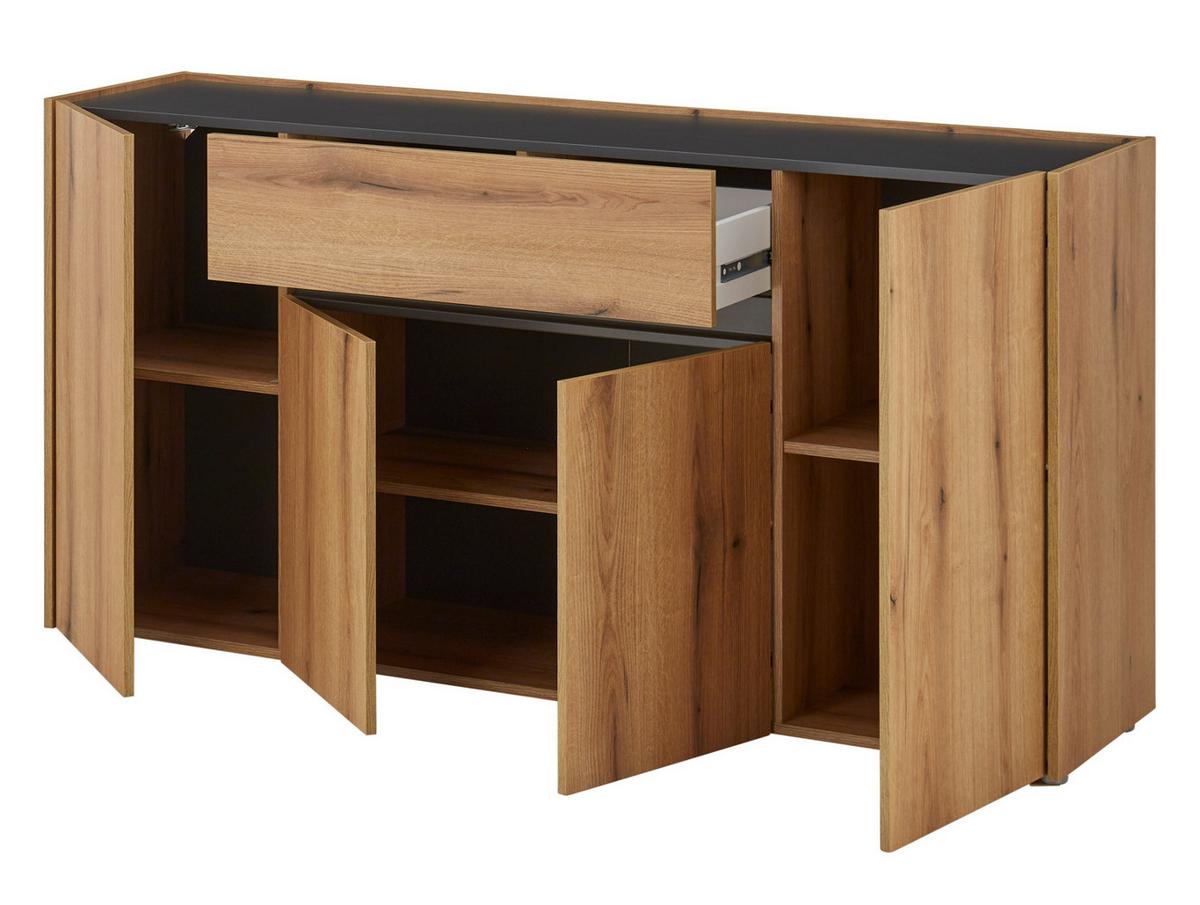 SIDEBOARD Evoke Eiche, grau 170 cm, Kommode mit viel Stauraum - Eichefarben/Schwarz, Holzwerkstoff/Kunststoff (170/87/40cm) - Furn.Design