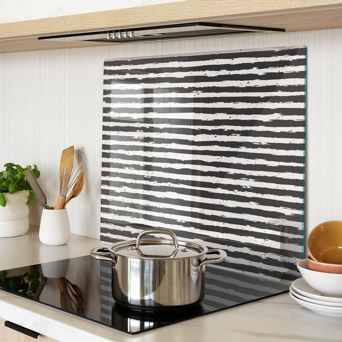 GLASPLATTE 60x52 cm Streifen - Schwarz, Glas (60/0.4/52cm) - TULUP