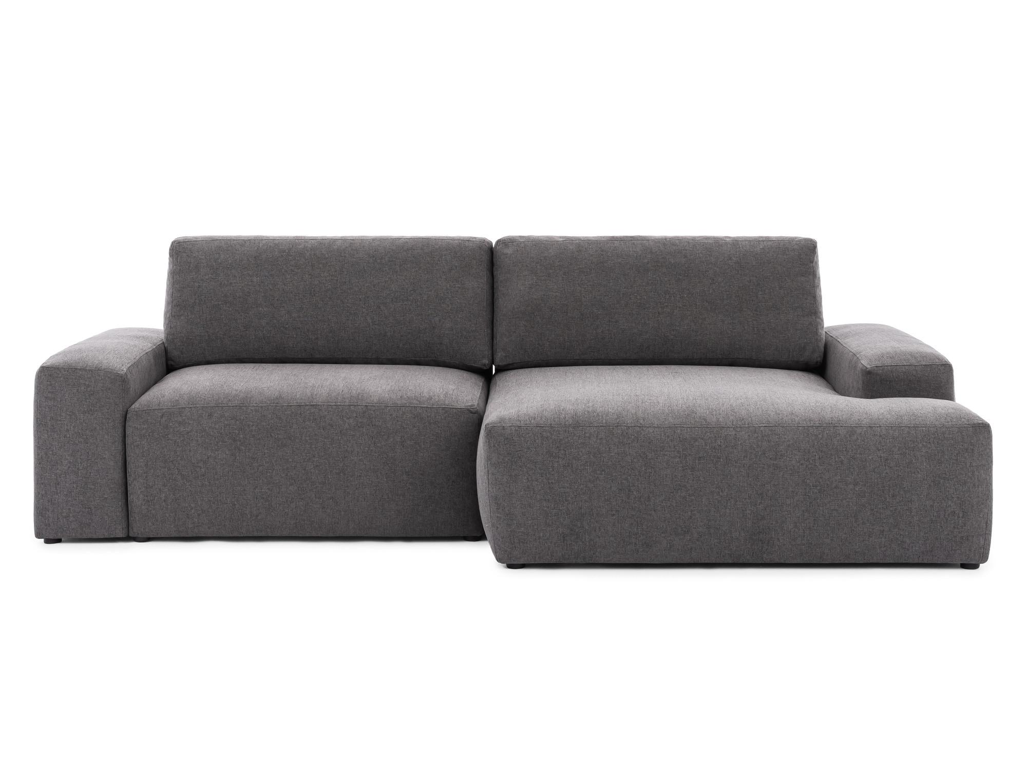 ECKSOFA Lennon aus Graphit Strukturstoff mit Schlaffunktion und Bettkasten - Graphitfarben/Schwarz, Holz/Kunststoff (264/137cm) - S-Style