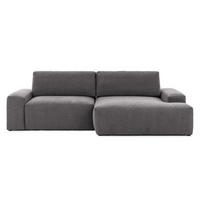 ECKSOFA Lennon aus Graphit Strukturstoff mit Schlaffunktion und Bettkasten - Graphitfarben/Schwarz, Holz/Kunststoff (264/137cm) - S-Style