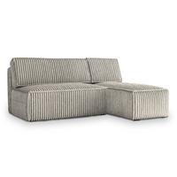 ECKSOFA BRISO T Hellgrau Kordstoff mit Schlaffunktion - Hellgrau/Grau, Holz/Kunststoff (200/140cm) - MASSENO