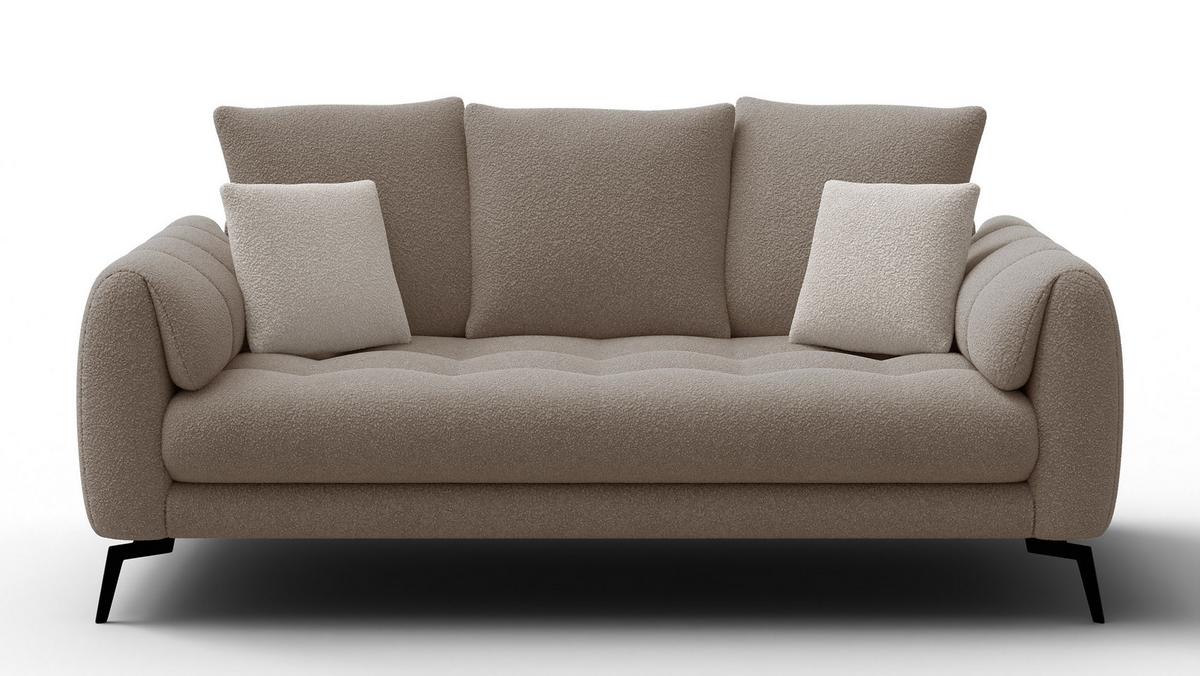 SOFA CALME 2,5-Sitzer, creme - Creme/Schwarz, Holz/Textil (199/92/108cm) - Wozimo