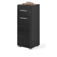 UNTERSCHRANK schwarz Hochglanz 30 cm, Badschrank mit Vollauszug - Schwarz Hochglanz/Silberfarben, Holzwerkstoff/Kunststoff (30/79/31cm) - Inn.Furn