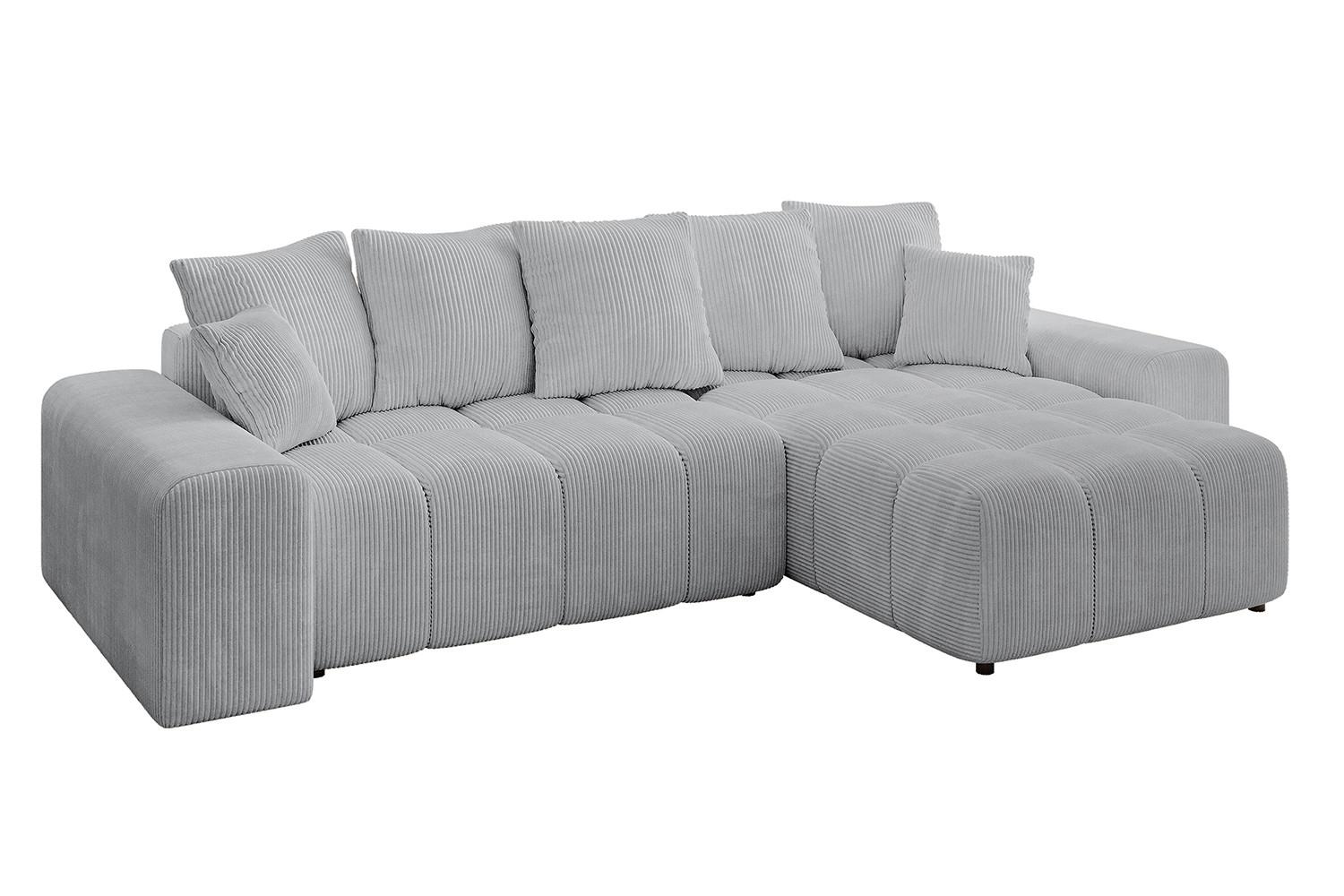 ECKSOFA Ottomane rechts ENIL-L 297x189x68 Grau Cord - Grau, Holzwerkstoff/Kunststoff (189/297cm) - ALTDECOR