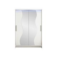 KLEIDERSCHRANK Miami S, mit RGB LED Beleuchtung - Silberfarben/Weiß, Holzwerkstoff/Kunststoff (120/200/58cm) - MIRJAN24