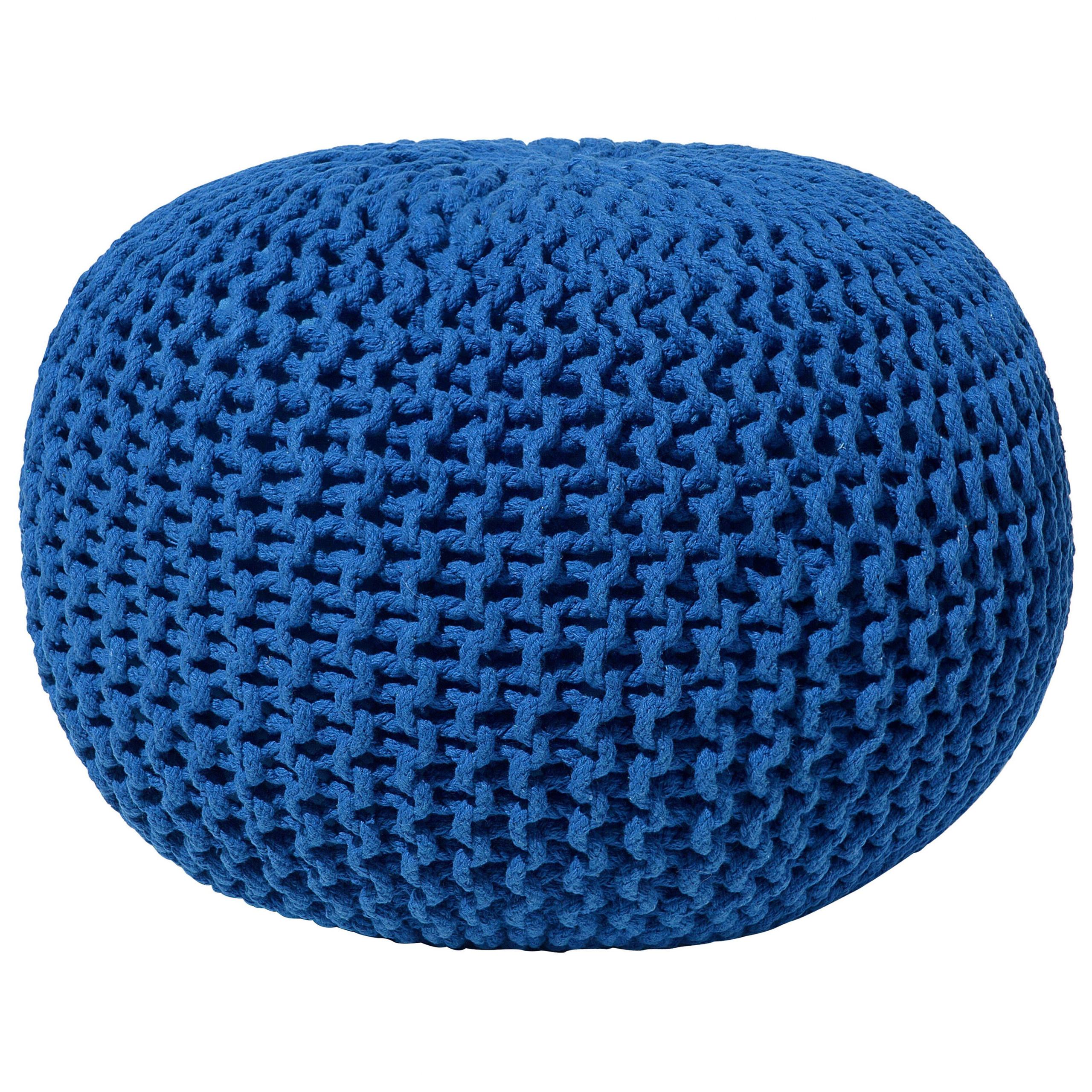 POUF Conrad 50/50/35 cm - Blau, Naturmaterialien/Textil (50/35/50cm) - Beliani