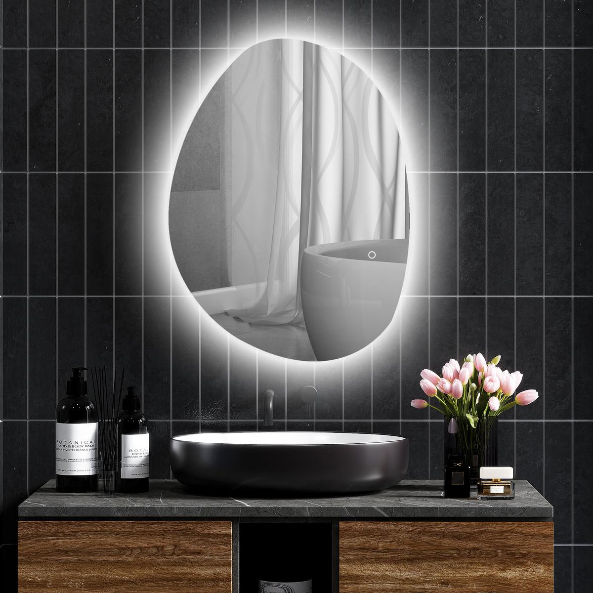 BADSPIEGEL Gehärtetes Glas Silber - Silberfarben, Glas (60/5/80cm) - HOMCOM
