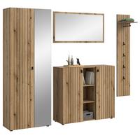 GARDEROBEN-SET Evoke Eiche 4-teilig 237 cm, Garderobenkombination mit viel Stauraum - Schwarz/Eiche Artisan, Glas/Holzwerkstoff (237/182/37cm) - Inn.Furn