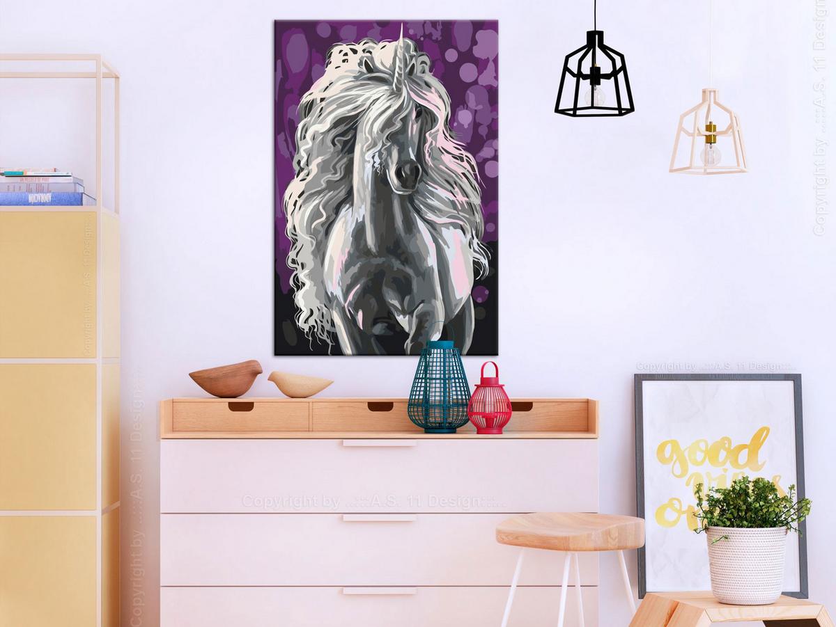 MALEN NACH ZAHLEN 40/50 cm - Lila/Grau, Textil (1.4/50cm) - KUNSTLOFT