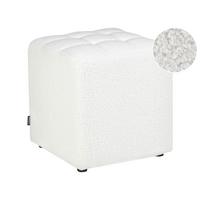 POUF Bouclé Weiß Kansas - Weiß, Textil (38/39/38cm) - Beliani