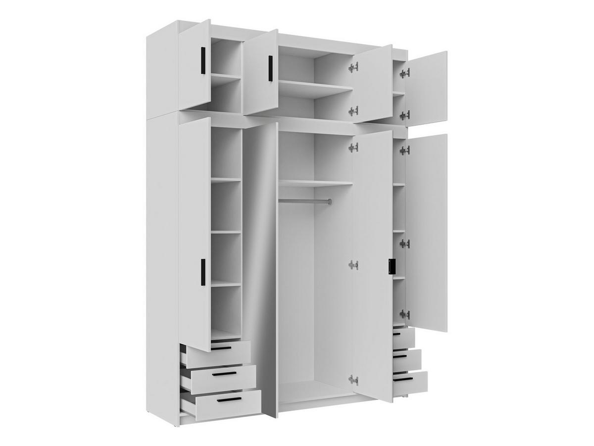 KLEIDERSCHRANK Elena 4D6S + Schrankaufsatz - Eichefarben/Schwarz, Holzwerkstoff/Kunststoff (177/246/53cm) - MIRJAN24