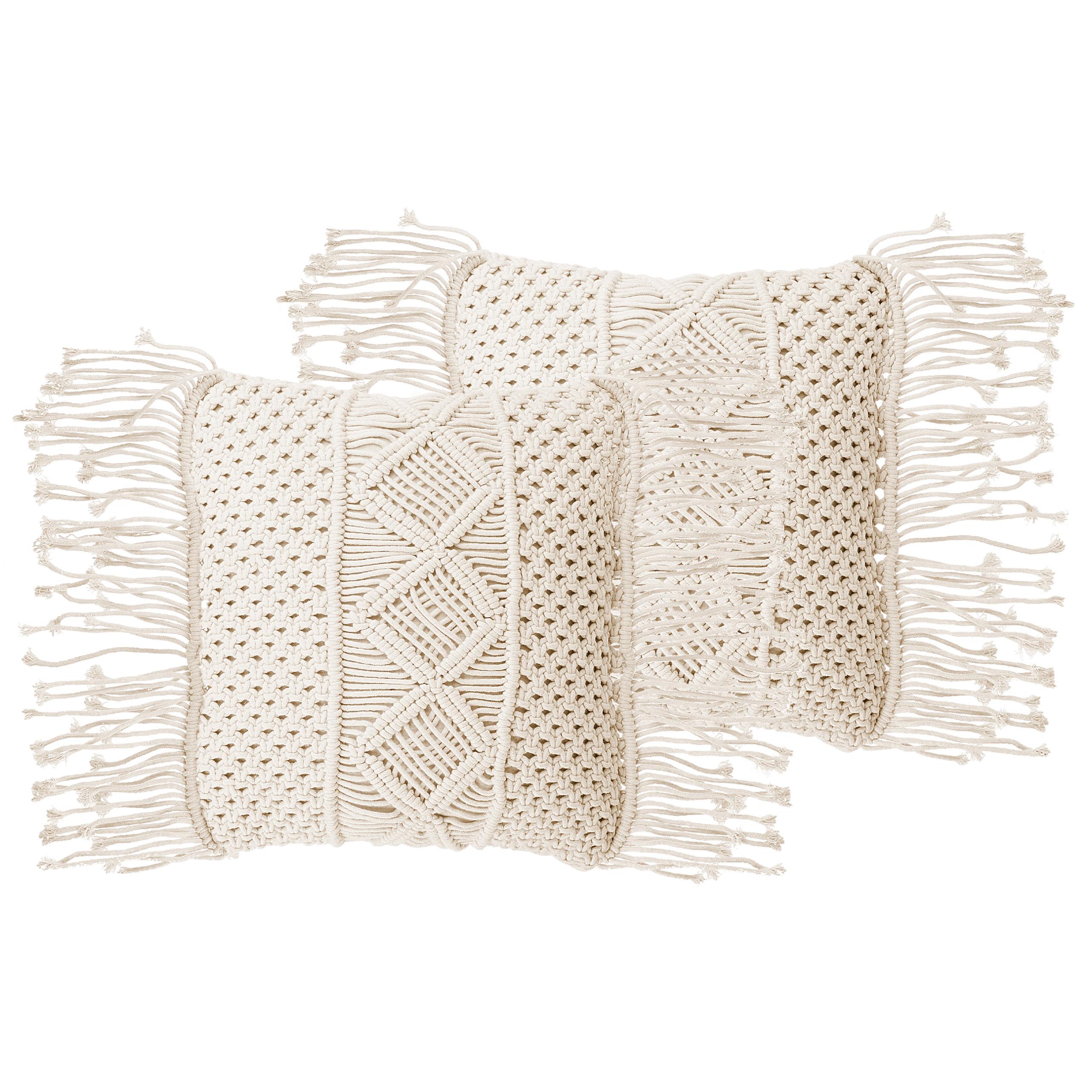 DEKOKISSEN 2er-Set Hellbeige 45/45 cm Yortan - Beige, Textil (45/45cm) - Beliani