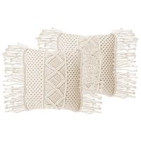 DEKOKISSEN 2er-Set Hellbeige 45/45 cm Yortan - Beige, Textil (45/45cm) - Beliani