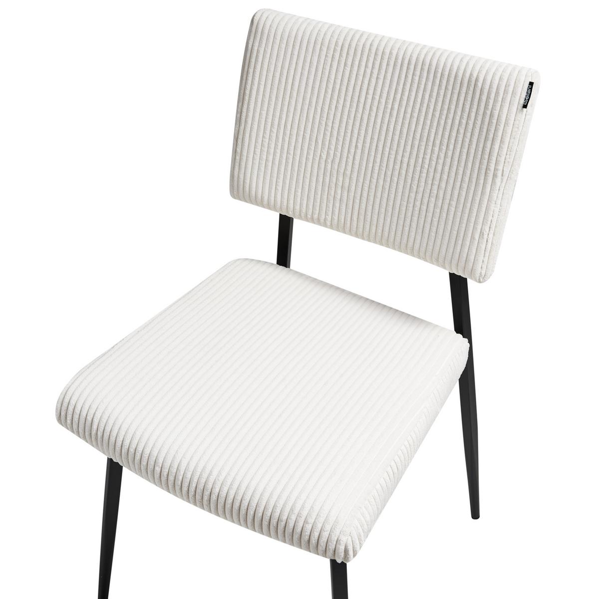 ESSZIMMERSTUHL 2er-Set Cremeweiß Sturgis - Schwarz/Weiß, Textil (47/87/54cm) - Beliani