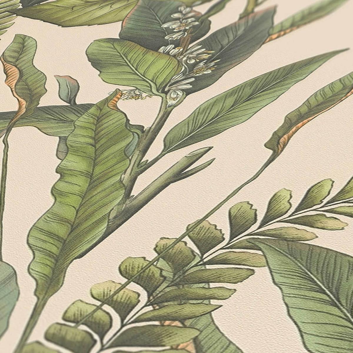 VLIESTAPETE Grün 53/1005 cm - Beige, Textil (53/1cm) - KUNSTLOFT
