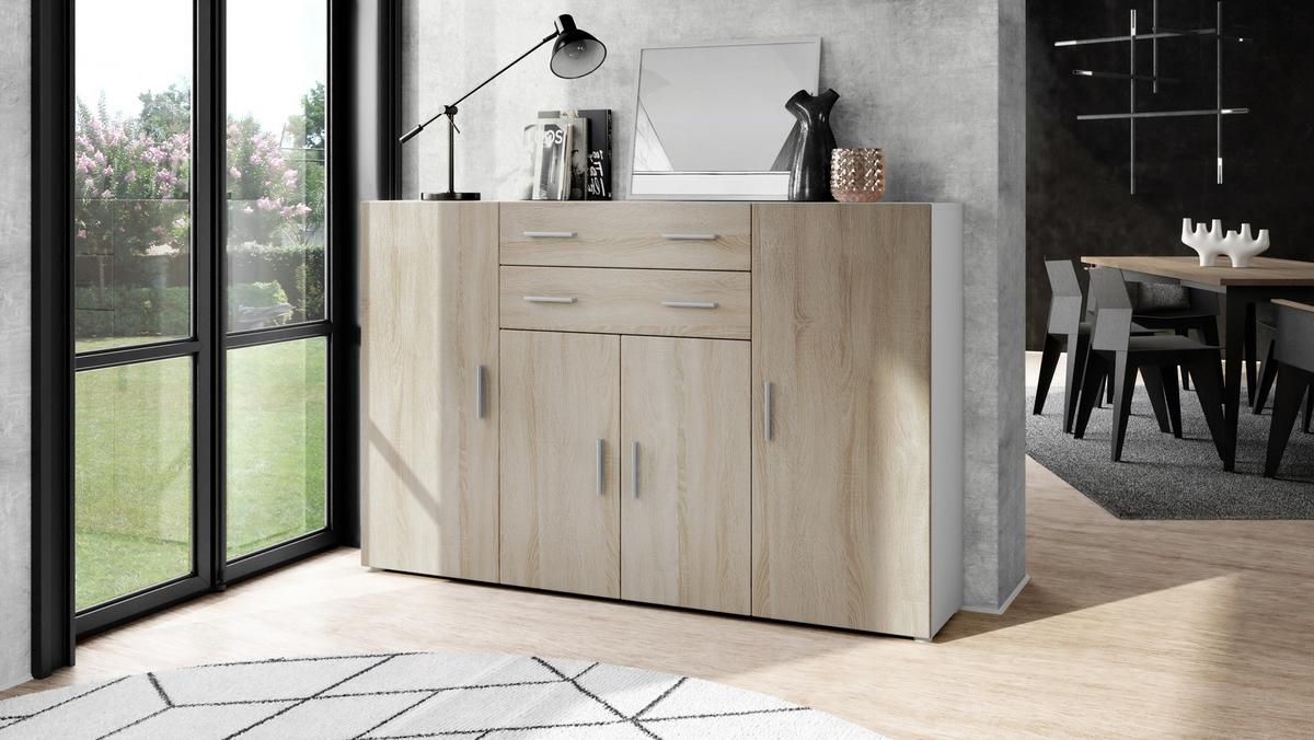 HIGHBOARD Aron Fronten in Eiche sägerau - Eiche San Remo, Holzwerkstoff (166.5/106.5/35cm) - Vladon