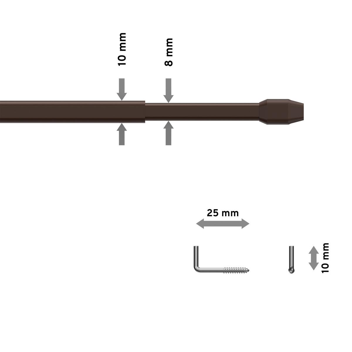 SCHEIBENSTANGEN / VITRAGESTANGEN MIT KLEBEHAKEN Geno 80-140 cm, oval, Braun, Packung 2 Stück - Braun, Kunststoff/Metall (1.2/2.4/140cm) - INTERDECO