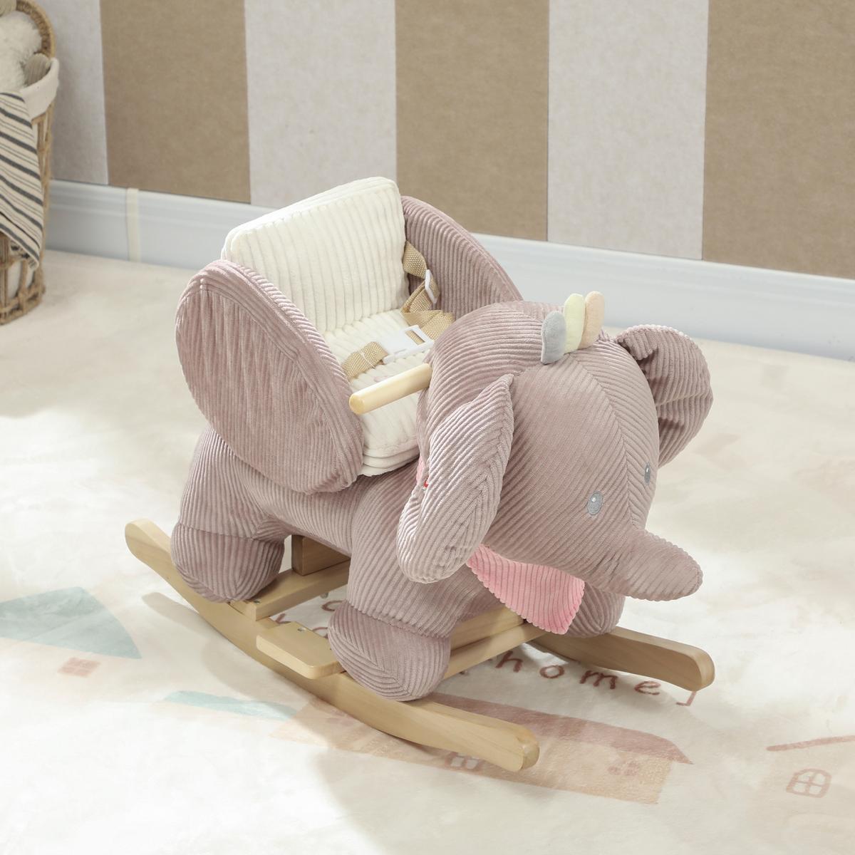 SCHAUKELTIER Elefant-Schaukel interaktive Tiergeräusche weiche Füllung Braun - Braun, Textil (32/49/65cm) - AIYAPLAY