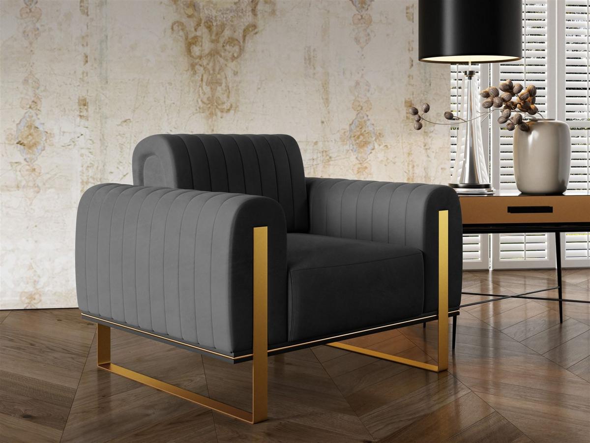 SESSEL Valerie - Anthrazit, Holzwerkstoff/Textil (106/79/90cm) - Fun Möbel