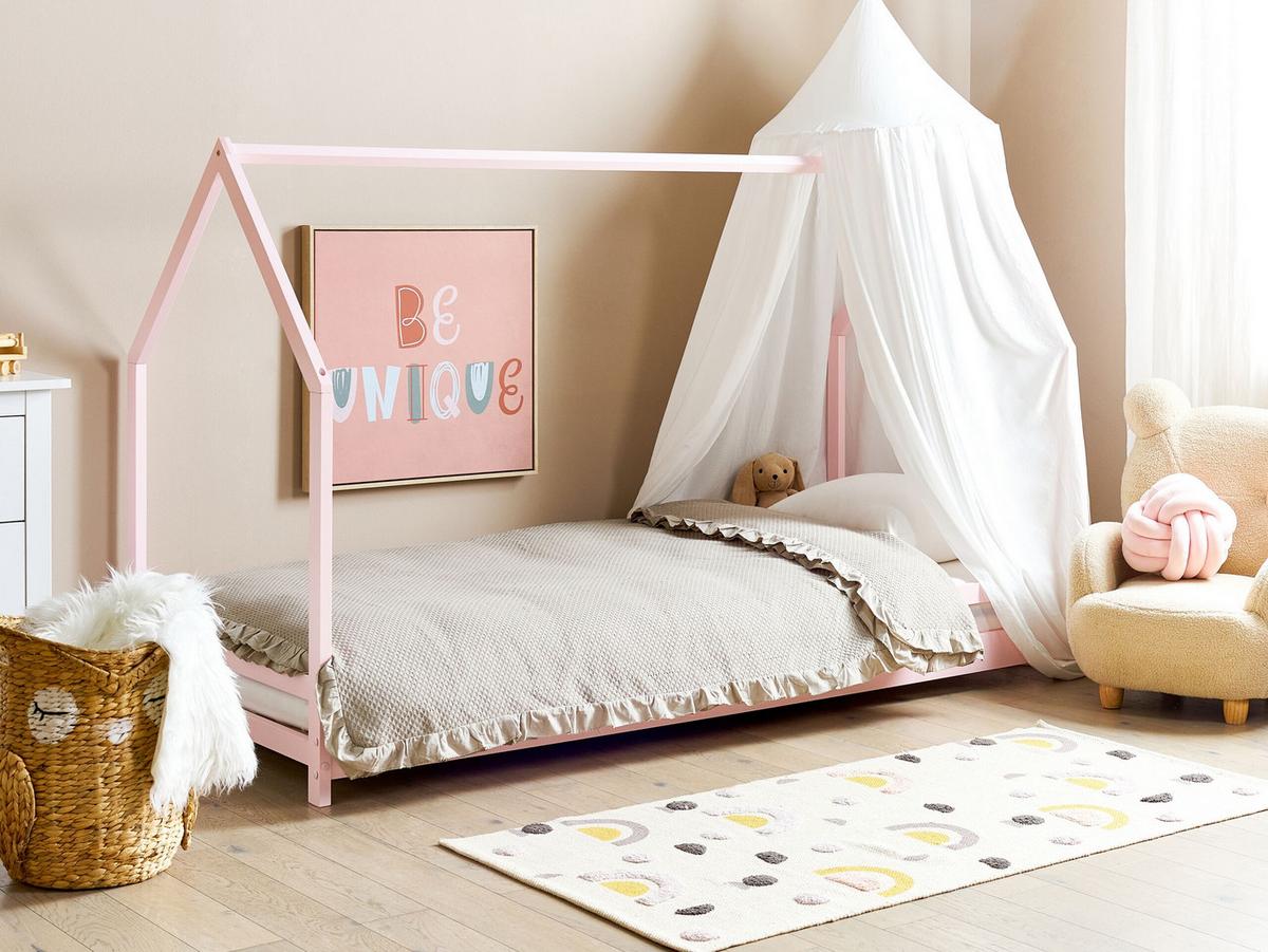 KINDER-HAUSBETT Rosa 90-200 cm Appy - Pink, Holz (90/200cm) - Beliani