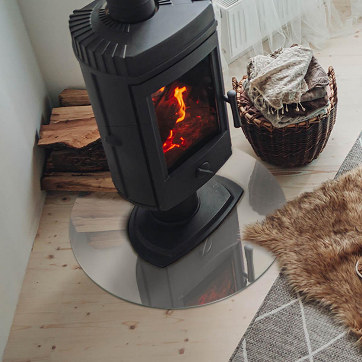 GLASPLATTE für Kamin Ø 60 cm - Creme, Glas (60/60/0.4cm) - TULUP