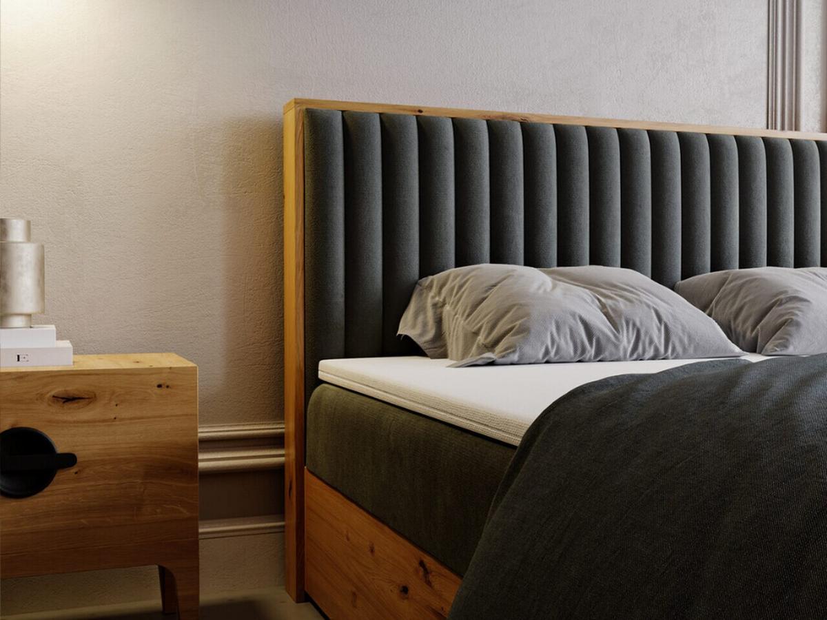 BOXBETT Forest 180x200 Dunkelgrau - Dunkelgrau, Holz/Textil (180/200cm) - Graingold