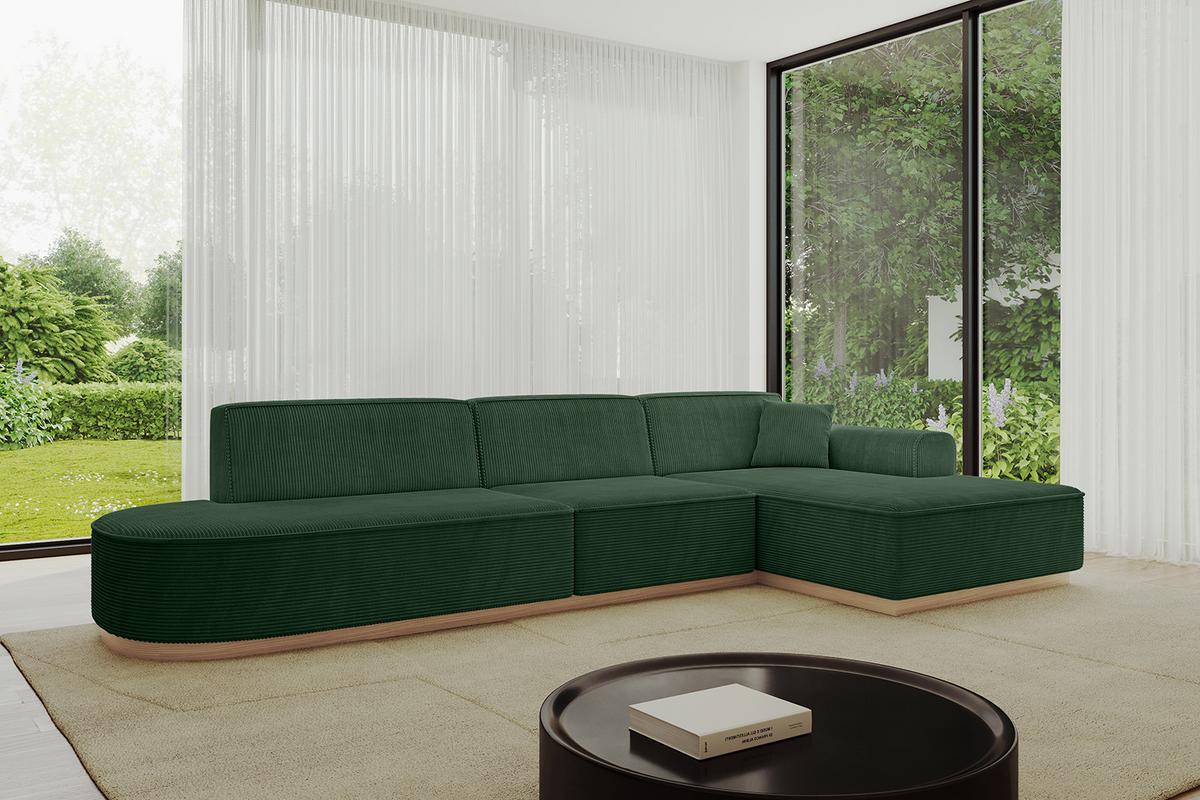 ECKSOFA Ottomane Rechts IREA-L2 - 327x165x80 cm Grün - Currygelb, Holzwerkstoff/Textil (327/165cm) - ALTDECOR