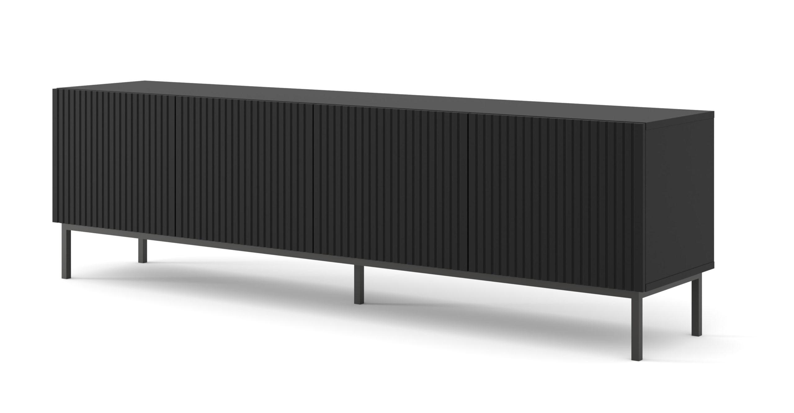 TV LOWBOARD Schwarz, Schwarz, Schwarz 200/58/42 - Schwarz, Holzwerkstoff (200/58/42cm) - RAUMHIRSCH FURNITURE