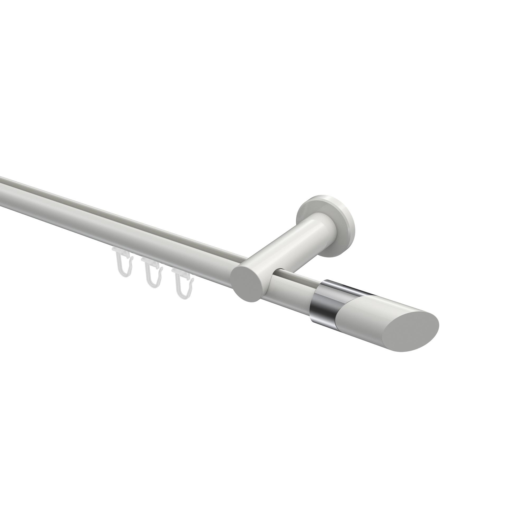 GARDINENSTANGE INNENLAUF Platon Verano 240 cm (geteilt in 2 x 120 cm), 1-läufig, 20 mm Ø Weiß - Chromfarben/Weiß, Metall (240cm) - INTERDECO